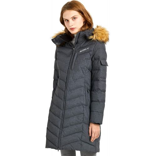  Orolay Womens Quilted Down Jacket Long Winter Coat Puffer Jacket with Faux Fur Hood