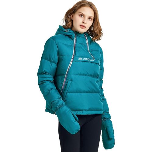  Orolay Women’s Short Down Jacket Puffer Coat Stand Collar with Gloves