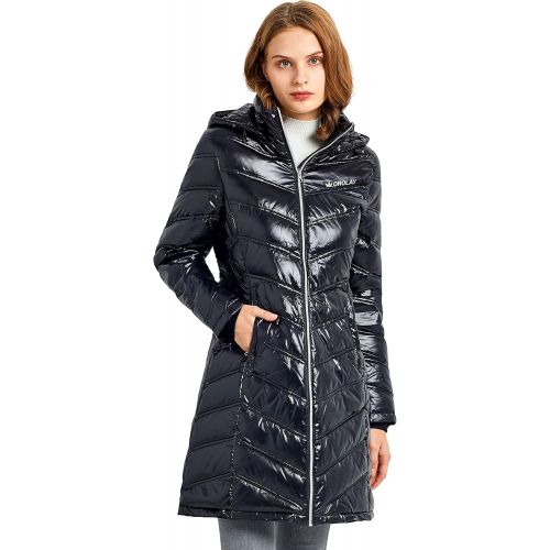  Orolay Womens Packable Down Jacket Light Winter Coat Contrast Hooded Puffer Jacket