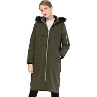 Orolay Womens Outdoor 3-in-1 Long Windbreaker Jacket with Detachable Fur Hood Liner Packable Down Coat