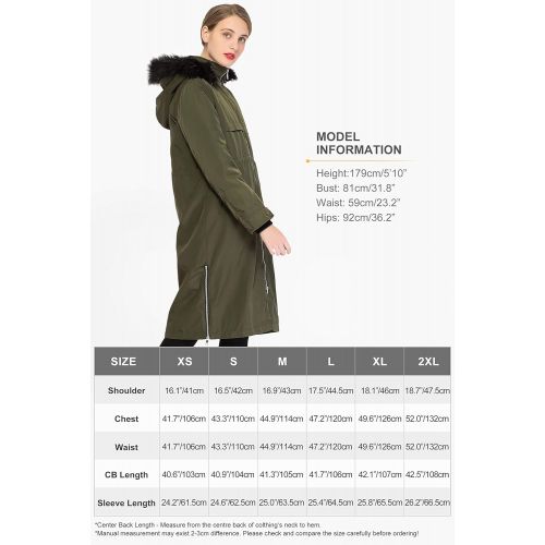  Orolay Womens Outdoor 3-in-1 Long Windbreaker Jacket with Detachable Fur Hood Liner Packable Down Coat