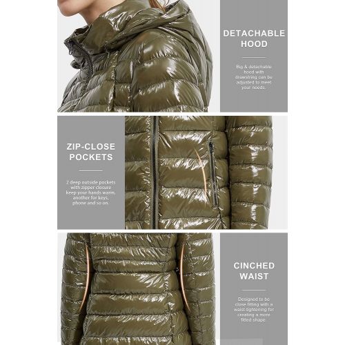  Orolay Womens Light Quilted Down Jacket Bubble Coat Packable Hooded Puffer Jacket