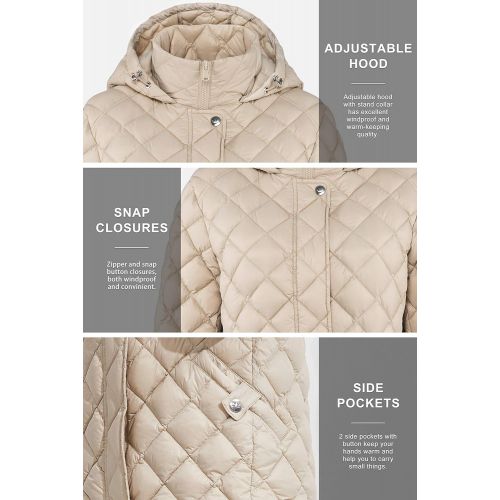  OrolayLightDownJacketWomenWinterCoatDiamondQuiltedPufferJacketwithHood