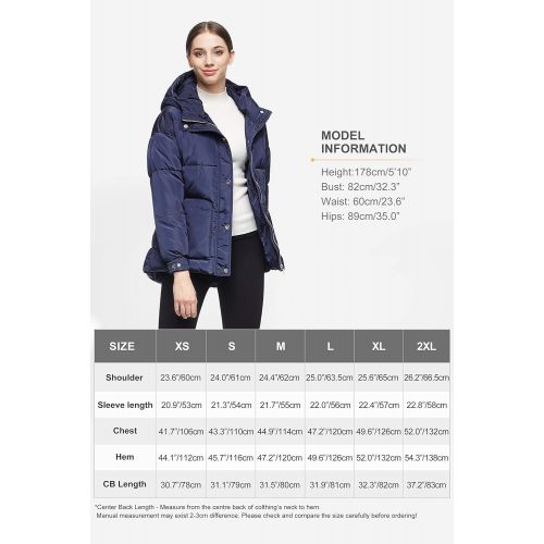  Orolay Womens Hooded Puffer Jacket Stand Collar Winter Bubble Down Coat with Blet