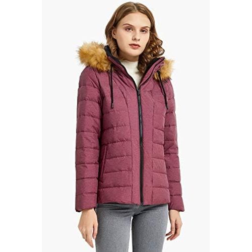  Orolay Womens Winter Down Coat Inner Pocket Snap Puffer Jacket with Fur Hood