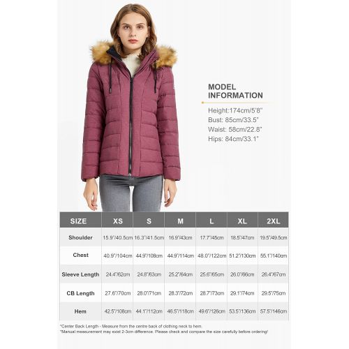  Orolay Womens Winter Down Coat Inner Pocket Snap Puffer Jacket with Fur Hood