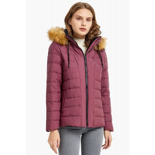  Orolay Womens Winter Down Coat Inner Pocket Snap Puffer Jacket with Fur Hood