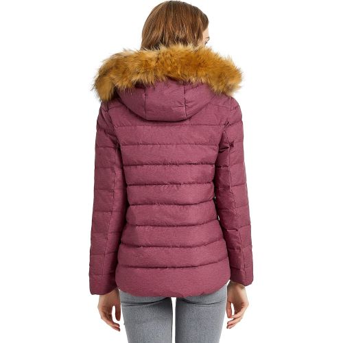  Orolay Womens Winter Down Coat Inner Pocket Snap Puffer Jacket with Fur Hood