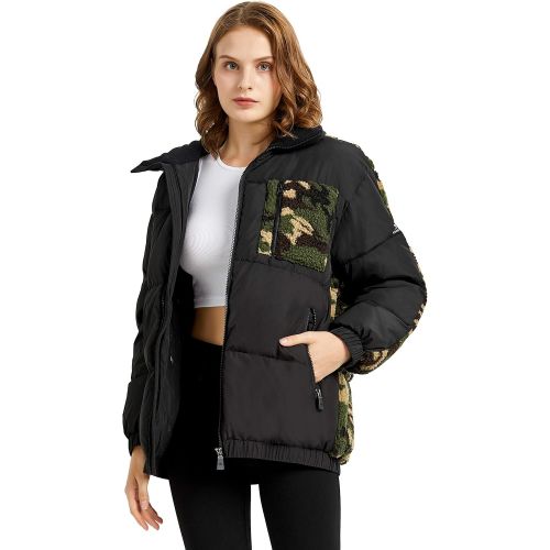  Orolay Women’s Camo Down Jacket Fleece Stand Collar Winter Down Coat