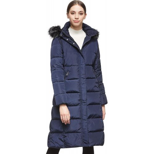  Orolay Womens Quilted Down Jacket Winter Long Coat Hooded Stand Collar Parka