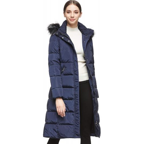  Orolay Womens Quilted Down Jacket Winter Long Coat Hooded Stand Collar Parka