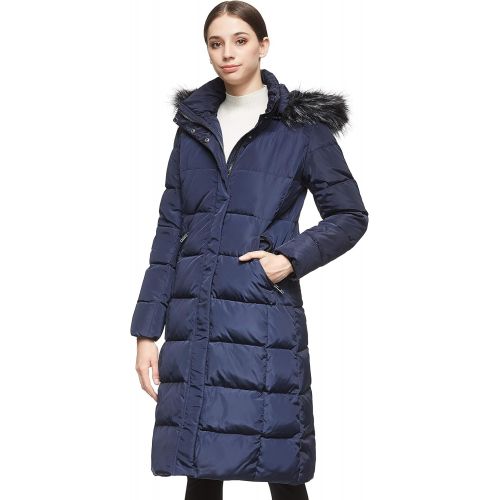  Orolay Womens Quilted Down Jacket Winter Long Coat Hooded Stand Collar Parka