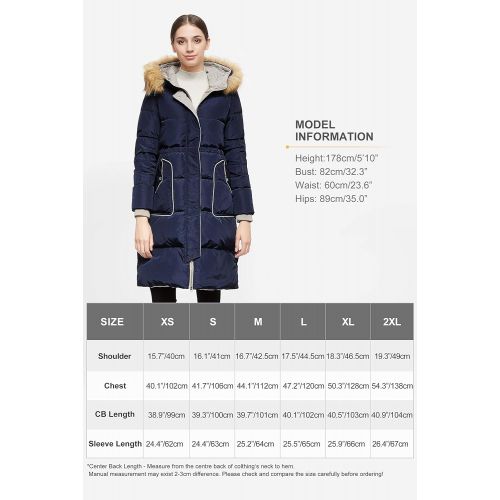  Orolay Womens Winter Down Coat 2-Way Zipper Puffer Jacket with Fur Hood Big Pockets