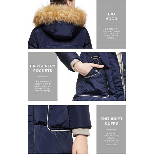  Orolay Womens Winter Down Coat 2-Way Zipper Puffer Jacket with Fur Hood Big Pockets