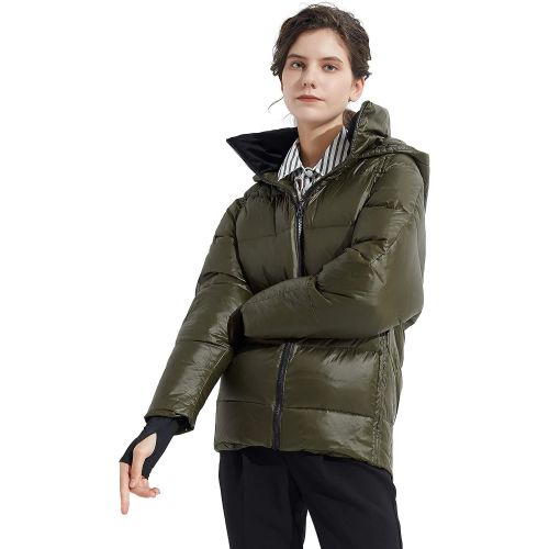  Orolay Light Down Jacket Women Bubble Winter Coat Hooded Cropped Puffer Jacket