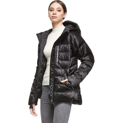  Orolay Women Warm Down Jacket with Hood Unique Quilting Winter Coat