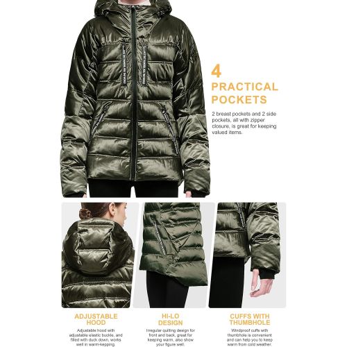  Orolay Women Warm Down Jacket with Hood Unique Quilting Winter Coat