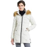 Orolay Womens Light Down Jacket Fur Trim Hooded Winter Coat Stand Collar Parka