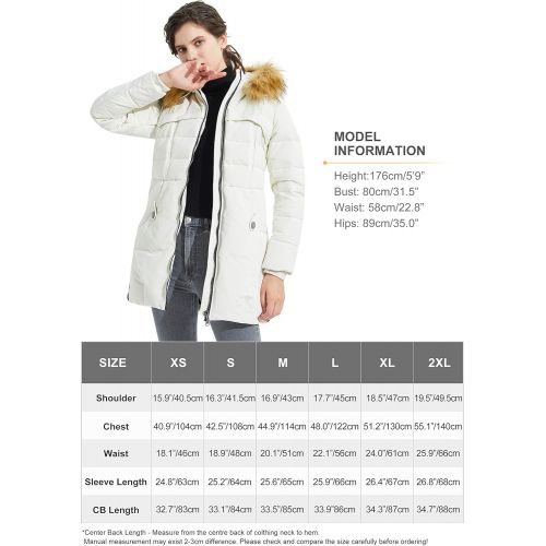  Orolay Womens Light Down Jacket Fur Trim Hooded Winter Coat Stand Collar Parka