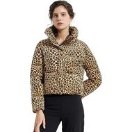 Orolay Womens Leopard Print Down Jacket Winter Coat Cropped Puffer Jacket