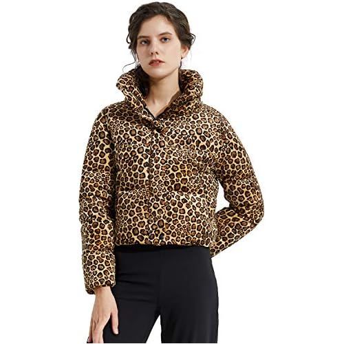  Orolay Womens Leopard Print Down Jacket Winter Coat Cropped Puffer Jacket