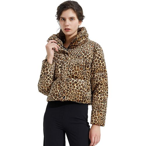  Orolay Womens Leopard Print Down Jacket Winter Coat Cropped Puffer Jacket