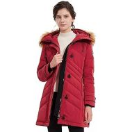 Orolay Womens Quilted Down Jacket Winter Coat Hooded Mid Length Puffer Jacket