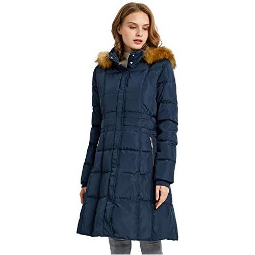  Orolay Quilted Down Jacket Women Winter Long Coat Puffer Jacket with Fur Hood