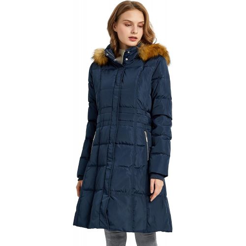  Orolay Quilted Down Jacket Women Winter Long Coat Puffer Jacket with Fur Hood