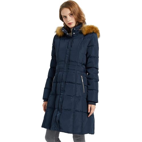  Orolay Quilted Down Jacket Women Winter Long Coat Puffer Jacket with Fur Hood