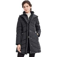 Orolay Womens Hooded Down Jacket Winter Mid Coat Slim Quilted Puffer Jacket Black