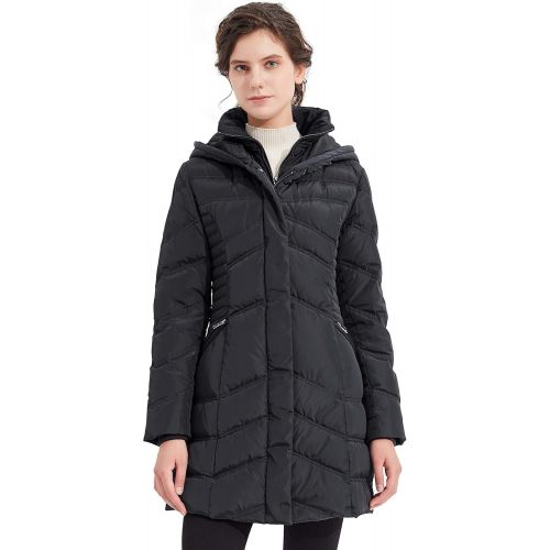  Orolay Womens Hooded Down Jacket Winter Mid Coat Slim Quilted Puffer Jacket Black