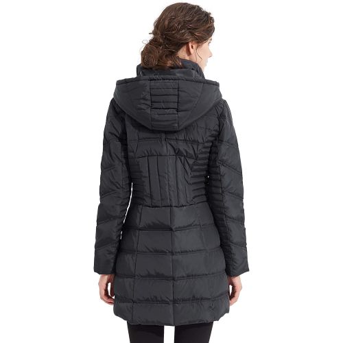  Orolay Womens Hooded Down Jacket Winter Mid Coat Slim Quilted Puffer Jacket Black