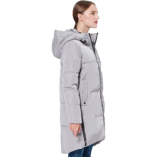  Orolay Womens Stylish Down Jacket Hooded Winter Coat Two-Way Zipper Puffer Jacket