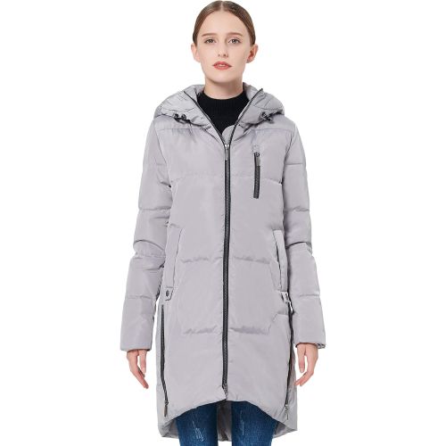  Orolay Womens Stylish Down Jacket Hooded Winter Coat Two-Way Zipper Puffer Jacket