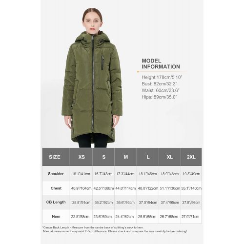  Orolay Womens Stylish Down Jacket Hooded Winter Coat Two-Way Zipper Puffer Jacket