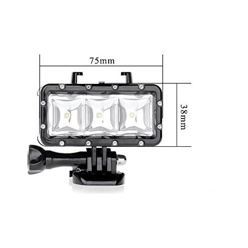  Orsda Video Tauchlampe 30M Wasserdicht 3W 3 LED Tauchlampe Videoleuchte+ Schwimmender Handgriff Griff 300LM fuer GoPro Hero 4 3+ 3 Sport Kamera Schwarz Auftriebsstange