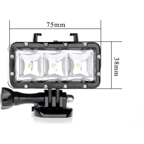  Orsda Video Tauchlampe 30M Wasserdicht 3W 3 LED Tauchlampe Videoleuchte+ Schwimmender Handgriff Griff 300LM fuer GoPro Hero 4 3+ 3 Sport Kamera Schwarz Auftriebsstange