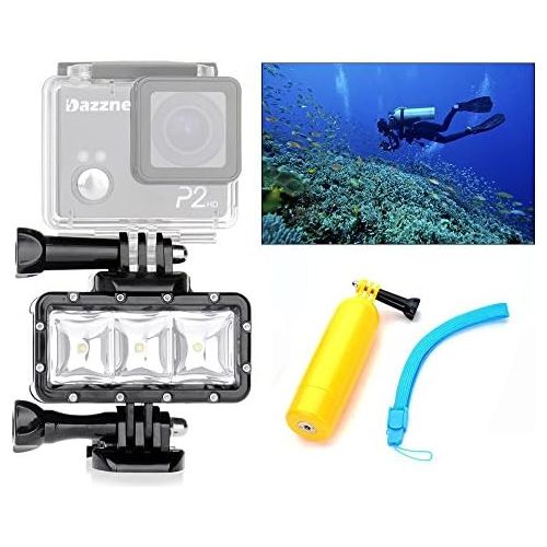  Orsda Video Tauchlampe 30M Wasserdicht 3W 3 LED Tauchlampe Videoleuchte+ Schwimmender Handgriff Griff 300LM fuer GoPro Hero 4 3+ 3 Sport Kamera Schwarz Auftriebsstange