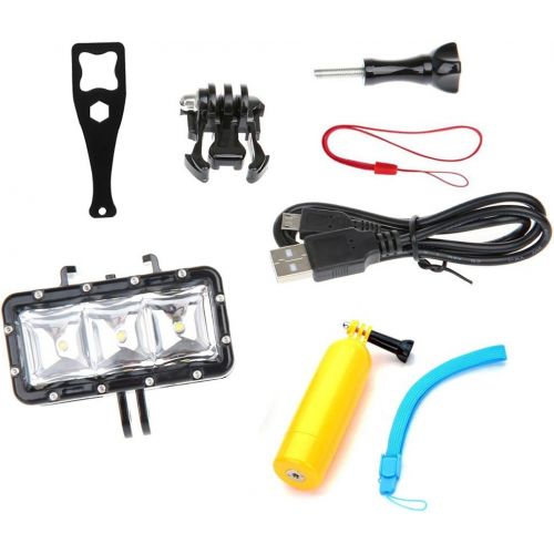  Orsda Video Tauchlampe 30M Wasserdicht 3W 3 LED Tauchlampe Videoleuchte+ Schwimmender Handgriff Griff 300LM fuer GoPro Hero 4 3+ 3 Sport Kamera Schwarz Auftriebsstange