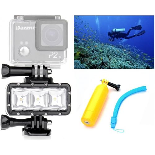  Orsda Video Tauchlampe 30M Wasserdicht 3W 3 LED Tauchlampe Videoleuchte+ Schwimmender Handgriff Griff 300LM fuer GoPro Hero 4 3+ 3 Sport Kamera Schwarz Auftriebsstange