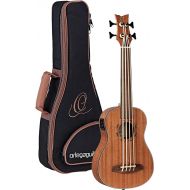 Ortega Guitars 4 String Lizard Series Fretless Acoustic-Electric Uke-Bass w/Bag, Right (LIZZY-BSFL-GB)