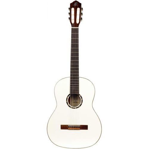  Ortega Guitars 6 String Family Series Full Size Nylon Classical Guitar w/Bag, Right, Spruce Top-White-Gloss, (R121SNWH)