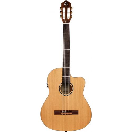  Ortega Guitars 6 String Family Series Pro Solid Top Slim Neck Acoustic-Electric Nylon Classical Guitar w/Bag, Right (RCE131SN)
