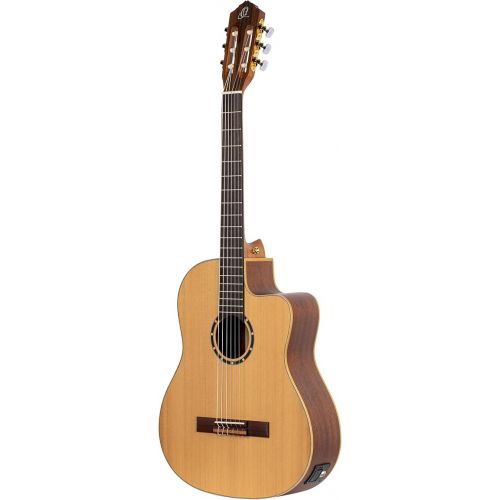  Ortega Guitars 6 String Family Series Pro Solid Top Slim Neck Acoustic-Electric Nylon Classical Guitar w/Bag, Right (RCE131SN)