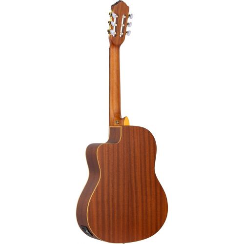  Ortega Guitars 6 String Family Series Pro Solid Top Slim Neck Acoustic-Electric Nylon Classical Guitar w/Bag, Right (RCE131SN)