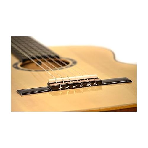  Ortega Guitars 6 String Family Series Pro Solid Top Acoustic-Electric Nylon Classical Guitar w/Bag, Left-Handed (RCE131L)