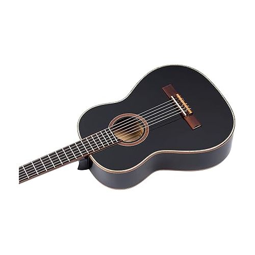  Ortega Guitars 6 String Family Series 3/4 Size Nylon Classical Guitar w/Bag, Right, Spruce Top-Black-Gloss, (R221BK-3/4)