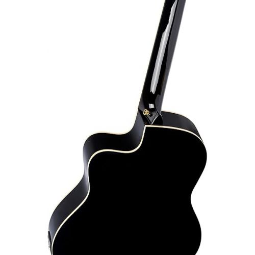  Ortega Guitars 6 String Family Series Pro Solid Top Thinline Acoustic-Electric Nylon Classical Guitar w/Bag, Right (RCE145BK)