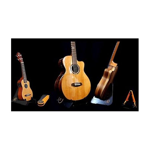  Ortega Guitars OPUS-1ORBK Portable Ukulele Stand for All Sizes and Types, Orange/Black